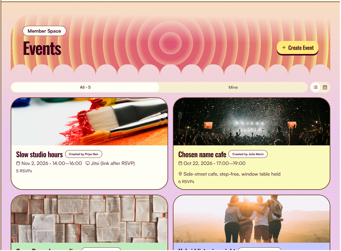 Events in the member space