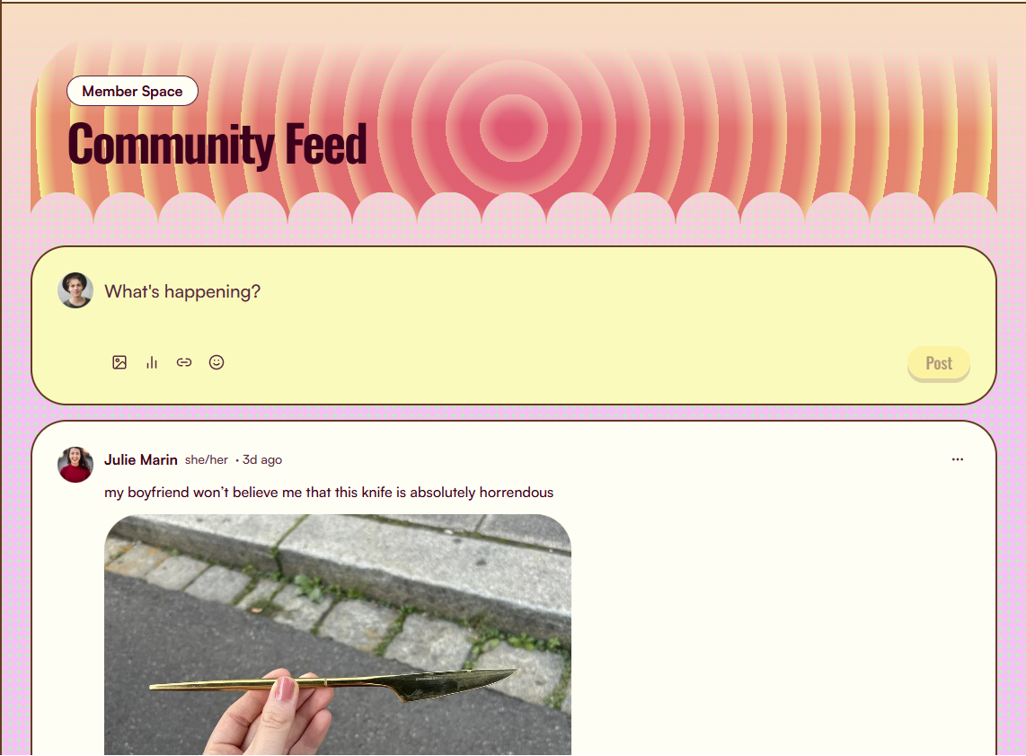 Community feed in the member space