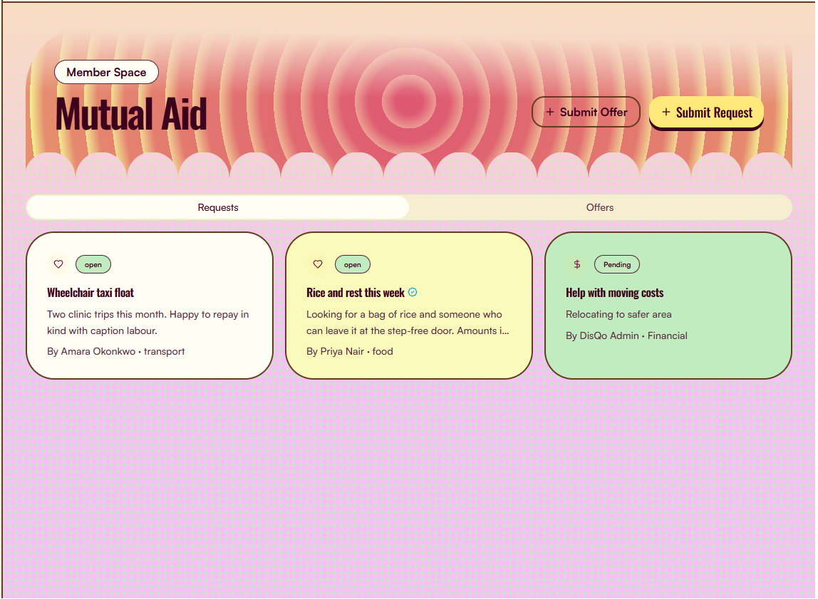 Mutual aid requests and offers